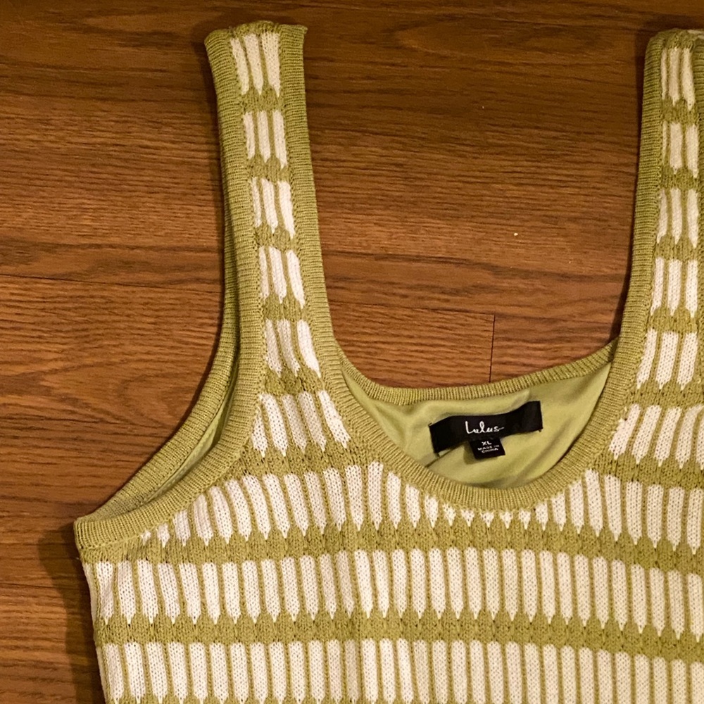 Lulus white and green knit midi dress